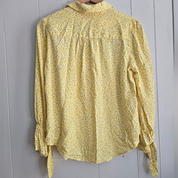 Maeve By Anthropologie Yellow Button-Down Shirt- Size 8 - Picture 7 of 7